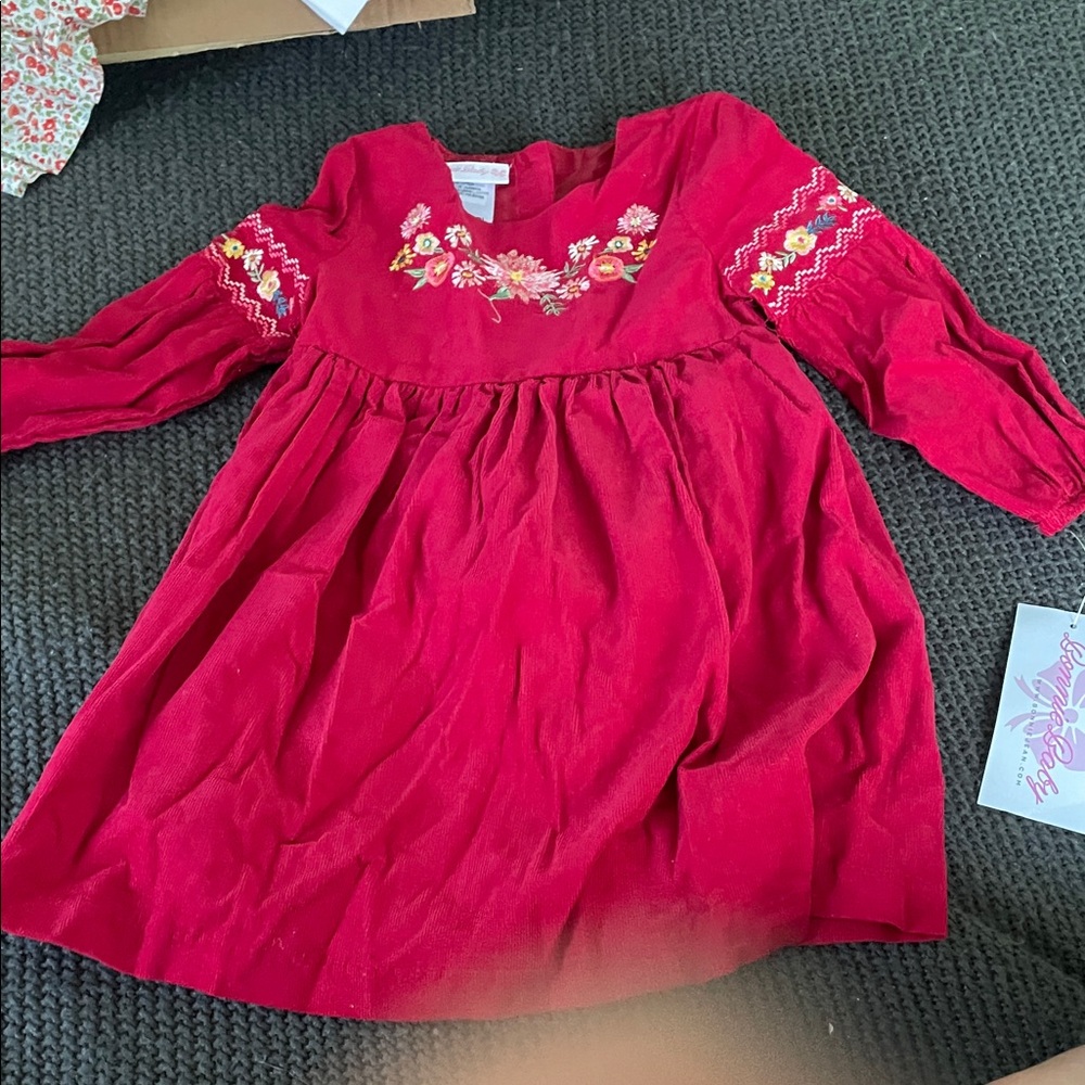Red Embroidered Kids Dress